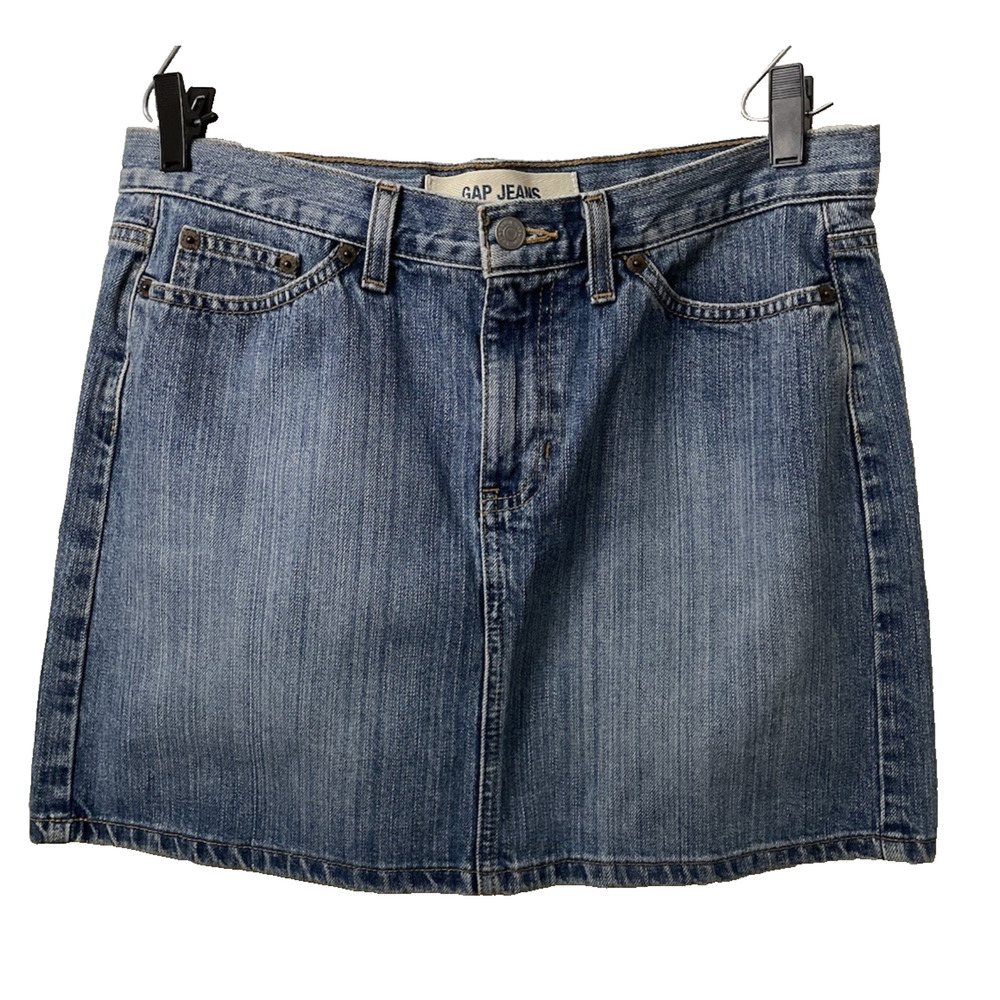 100% Cotton Gap Jeans Mini Blue Denim Skirt Size 10
